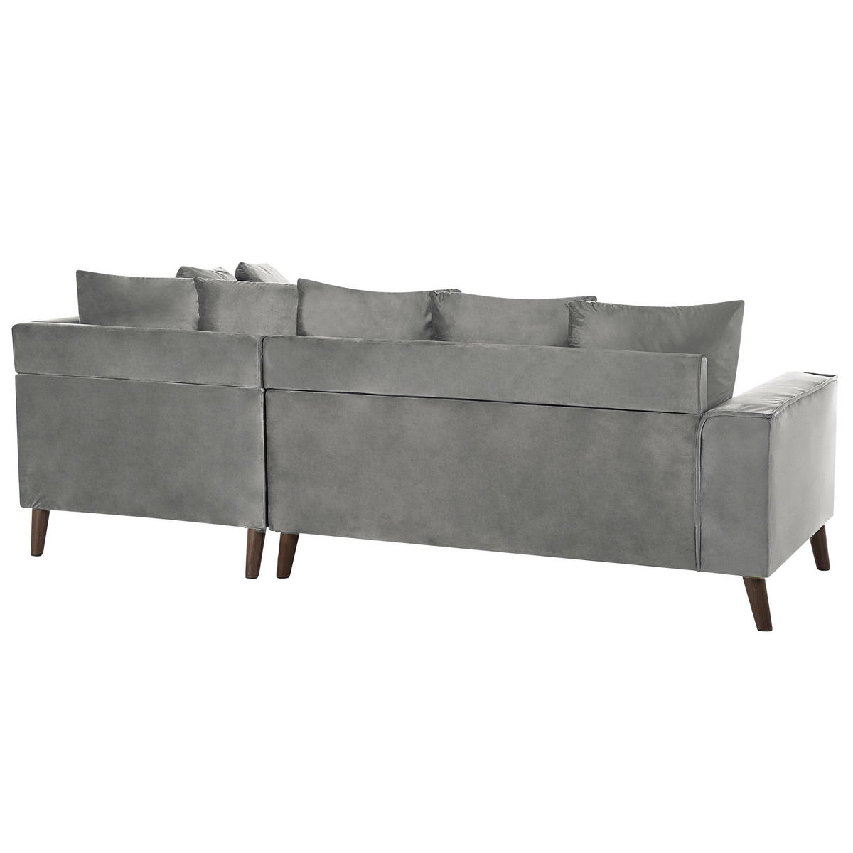 3-SITZER-ECKSOFA Samtstoff Hellgrau rechtsseitig Grena - Hellgrau, Textil (231/152cm) - Beliani