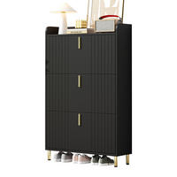SCHUHSCHRANK aus MDF 80x23x123.5cm in Schwarz mit Anti-Kipp-Vorrichtung - Schwarz, Holzwerkstoff (80/123.5/23.5cm) - Modfu