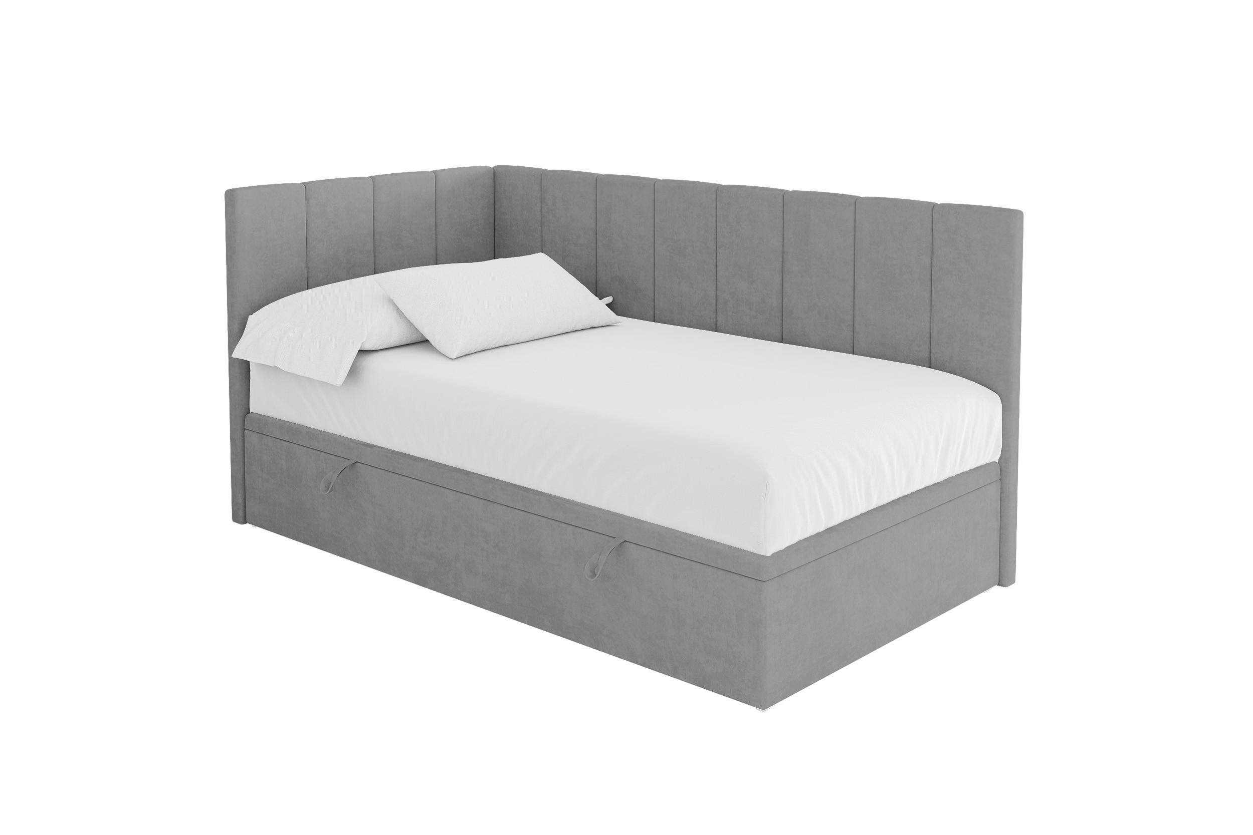EINZELBETT Jugendbett mit Bettkasten Rechts, ohne Matratze - LOVY 90x200 Grau - Anthrazit, Holzwerkstoff/Textil (90/200cm) - ALTDECOR