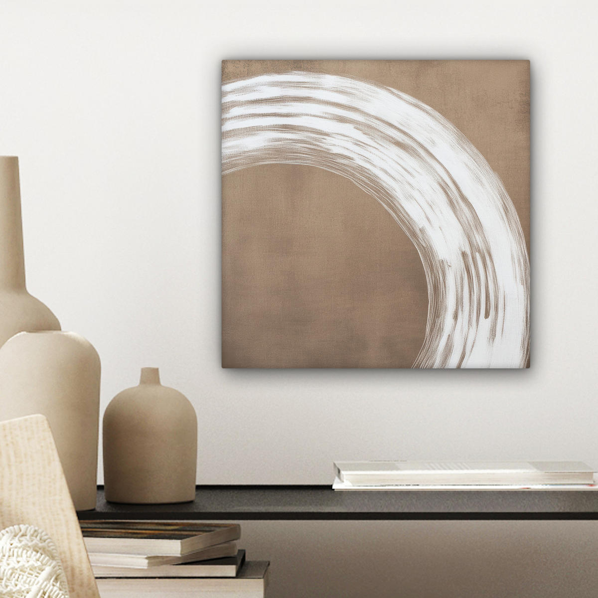 LEINWANDBILD Farbe - Braun - Japandi Deko Wohnzimmer 20x20 cm - Kupferfarben, Textil (20/20cm) - MuchoWow