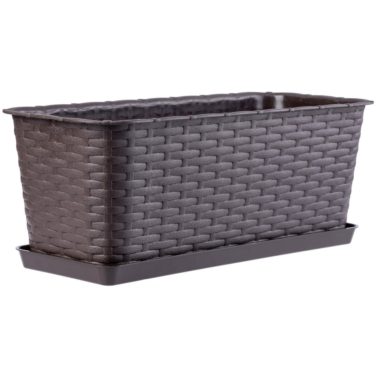 BALKONKASTEN mit Untersetzer 40 cm, Braun - Braun, Kunststoff (17/40cm) - KADAX
