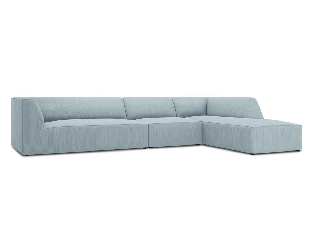 ECKSOFA rechts Ruby aus Cord hellblau 5 Sitzplätze - Hellblau, Textil (180/366cm) - Micadoni