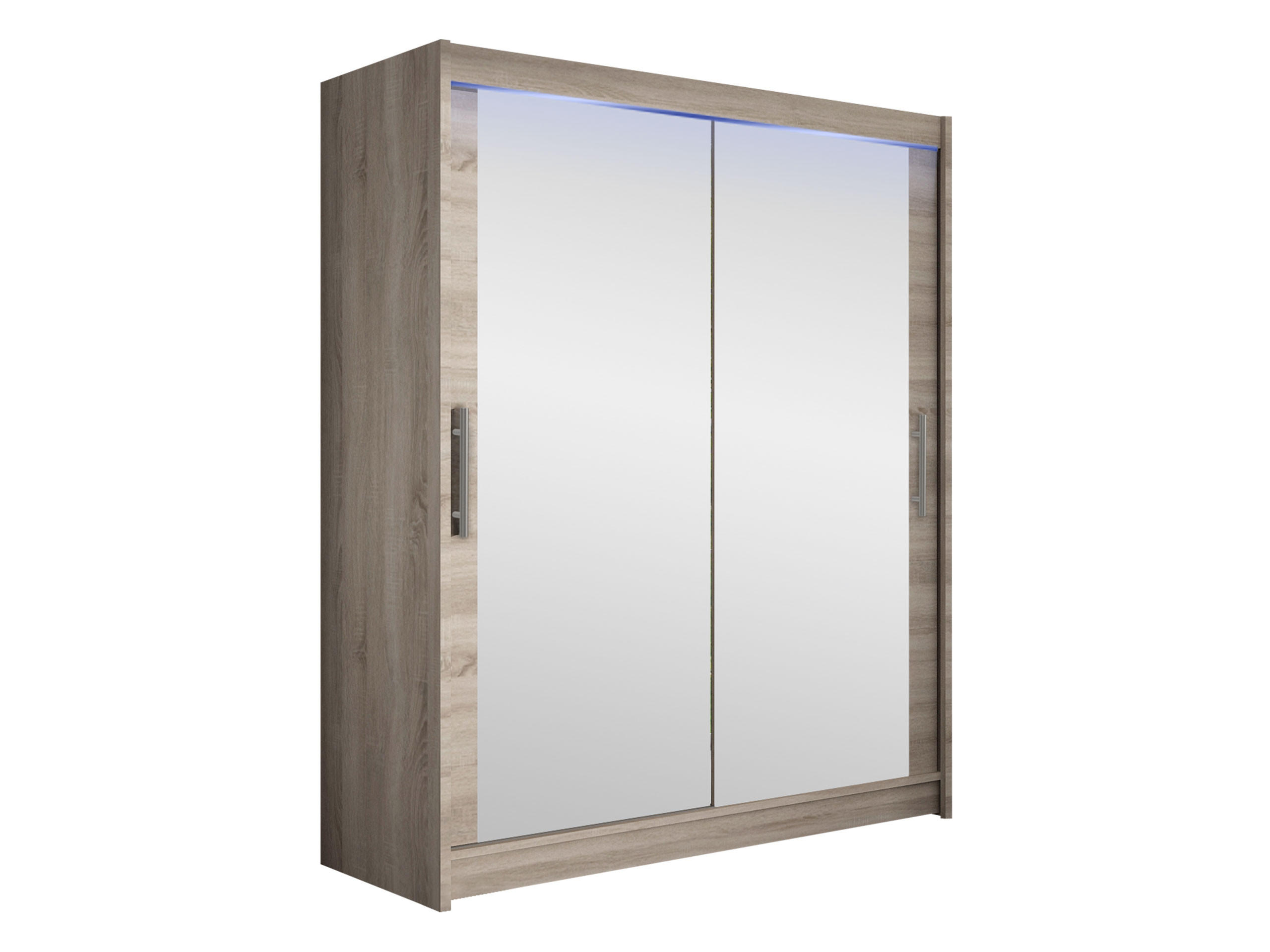 SCHWEBETÜRENSCHRANK Westa XI, mit RGB LED Beleuchtung - Silberfarben/Trüffeleichefarben, Holzwerkstoff/Metall (150/200/58cm) - MIRJAN24