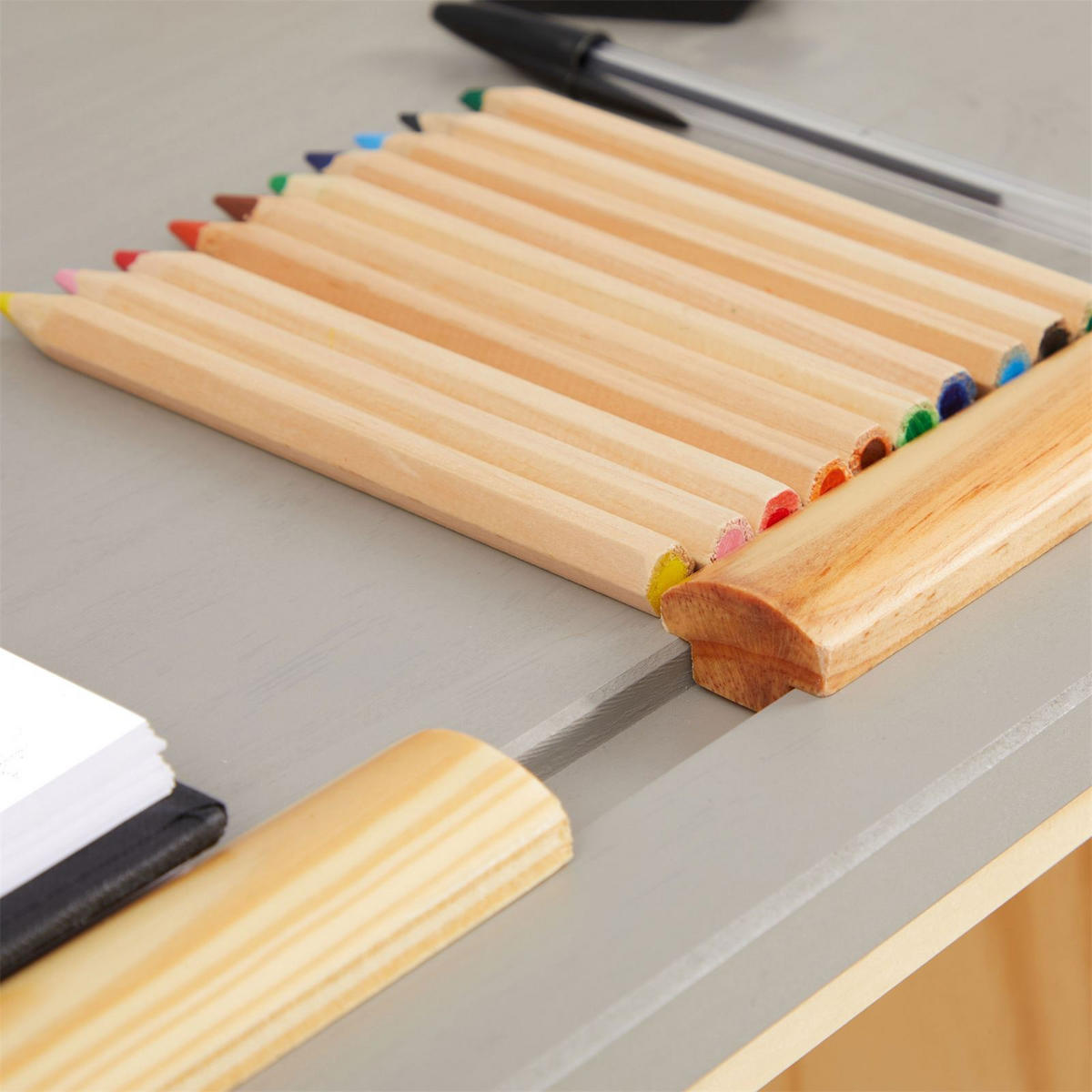 KINDERSCHREIBTISCH EMMA - Naturfarben/Grau, Holz (114/76/55cm) - IDIMEX