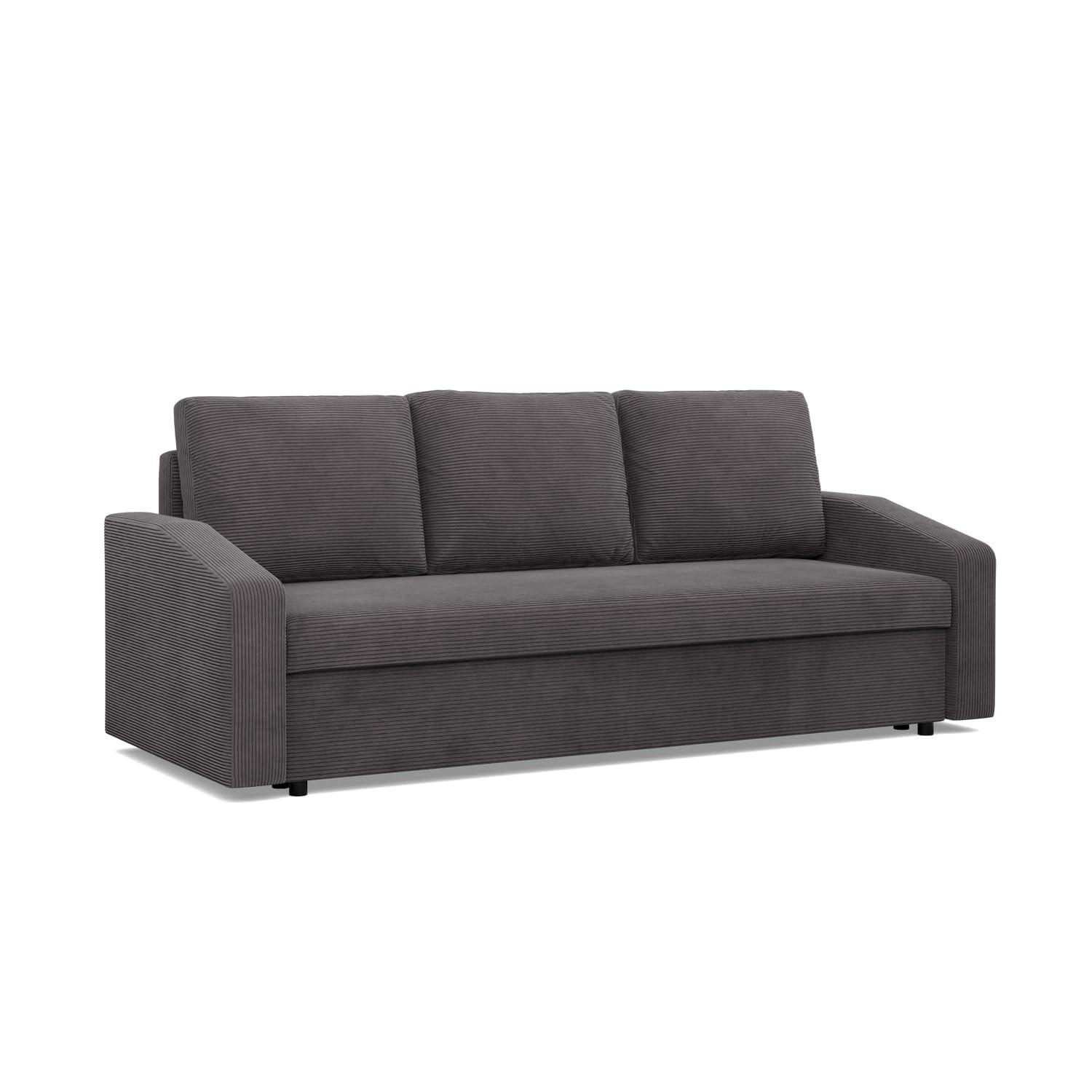 SOFA 3-SITZER MIT SCHLAFFUNKTION NEO, Cord - Dunkelgrau - Grau, Textil (220/92/92cm) - Mebligo