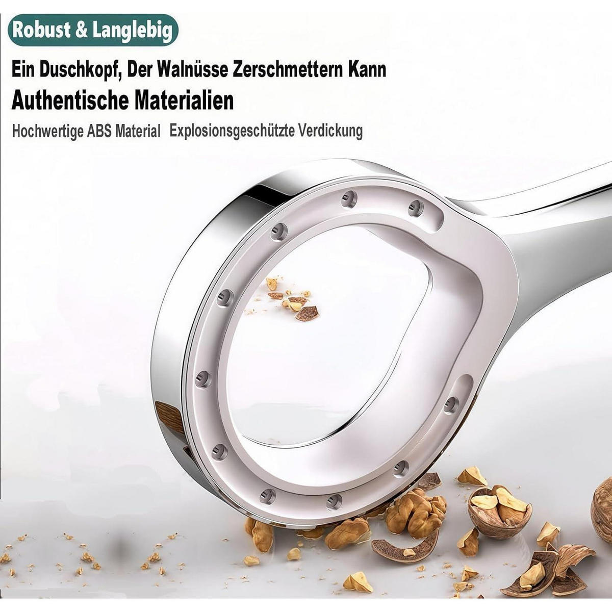 HANDBRAUSE Hochdruck Wassersparend Chrom - Silberfarben, Kunststoff (12/12.7/24cm)