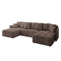 WOHNLANDSCHAFT LONLI-U 355x189x68 Braun Velours - Braun, Holzwerkstoff/Kunststoff (355/68/189cm) - ALTDECOR