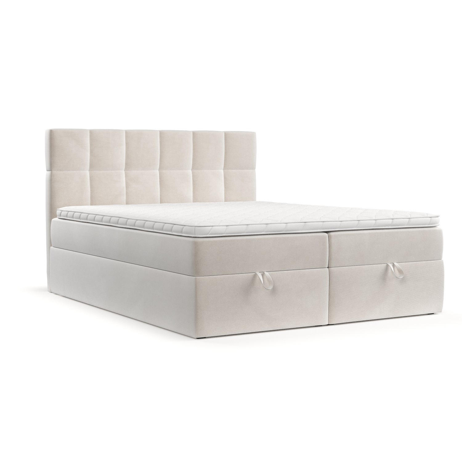 BOXBETT Savio 140/200 cm Creme im Paros Stoff - Creme/Schwarz, Holz/Holzwerkstoff (140/200cm) - AltaBeds