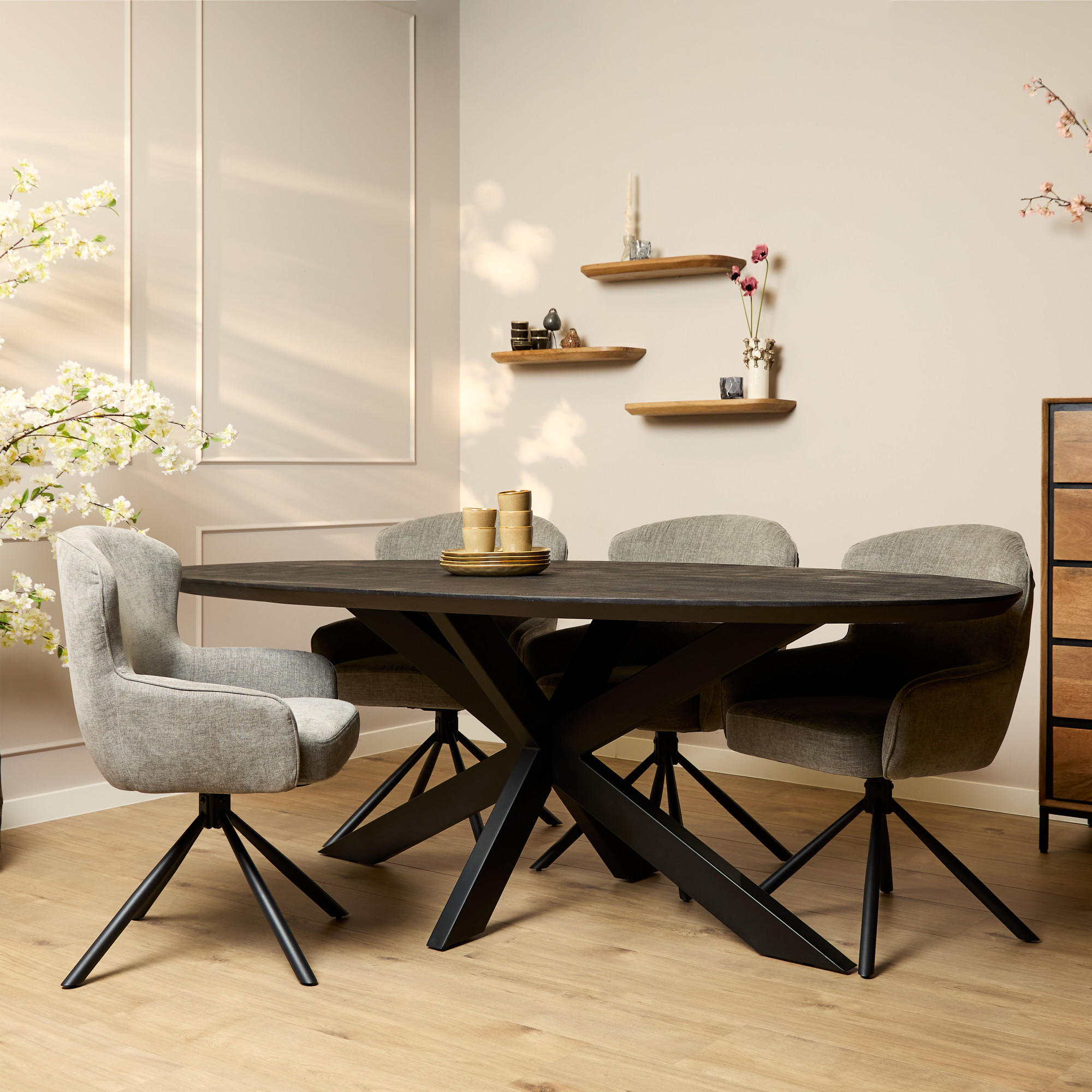 Starfurn ESSTISCH Schwarz 210cm × 100cm × 76cm