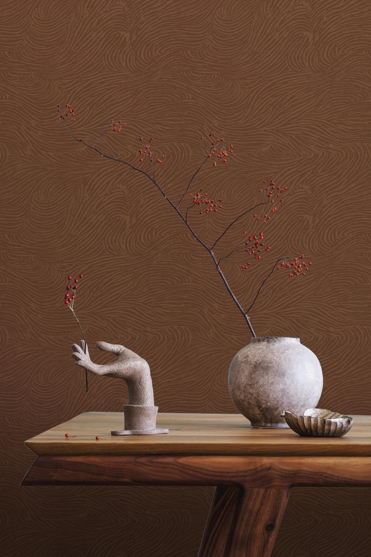 TAPETE 3d Wellenförmige Linien 50 x 900 cm - Terracotta, Papier (50/900cm) - ESTAhome