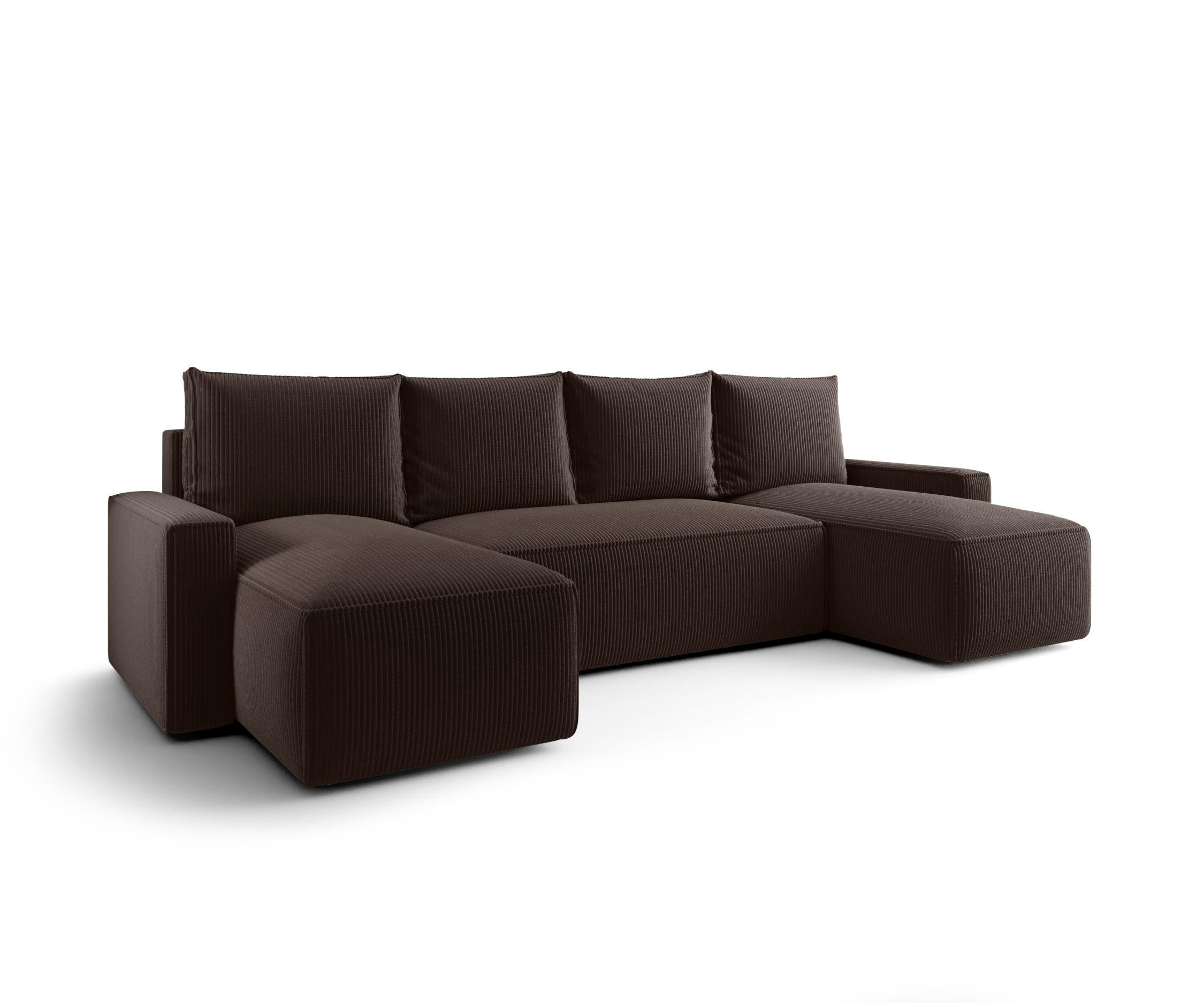 WOHNLANDSCHAFT mit Schlaffunktion SAVIO U Poso 06 - Braun, Textil (300/75/140cm) - Bedante