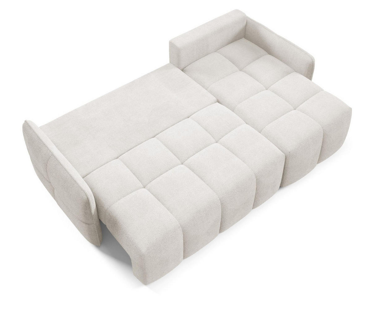 ECKSOFA Ecru MONO Mit Schlaffunktion Und Dekokissen Rechts - Weiß, Textil (220/145cm) - Sepro Meble