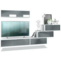 WOHNWAND Lana Fronten in Grau Hochglanz - Grau, Holzwerkstoff (275/180/37cm) - Vladon