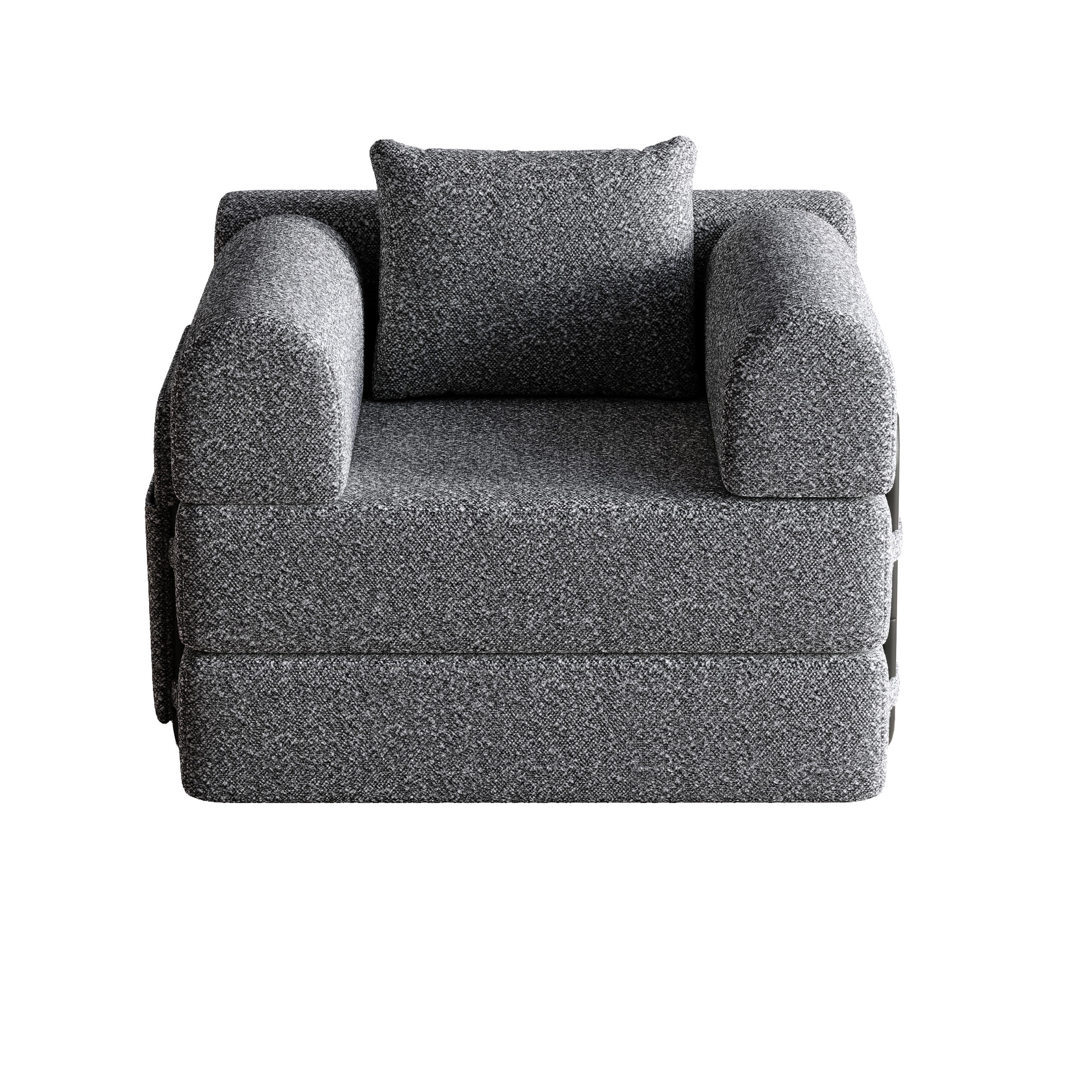 SCHLAFSESSEL DE-34502 2-in-1 mit Staufach und Stahlrahmen Grau - Grau, Metall (91.4/69.8/94cm) - ComfortXL
