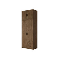 KLEIDERSCHRANK Elena 2D3S + Schrankaufsatz - Eichefarben/Schwarz, Holzwerkstoff/Kunststoff (90/246/53cm) - MIRJAN24