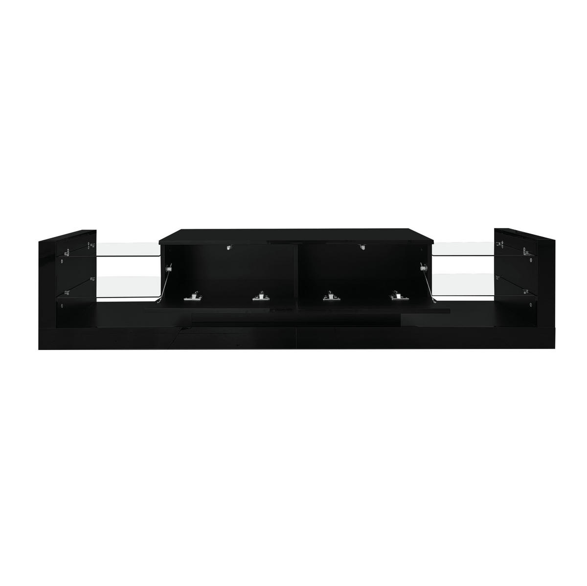 TV-SCHRANK 181/38/38 cm schwarz Spanplatte mit LED-Beleuchtung und zwei klappbaren Schubladen - Schwarz, Holzwerkstoff (181/38/38cm) - OKWISH
