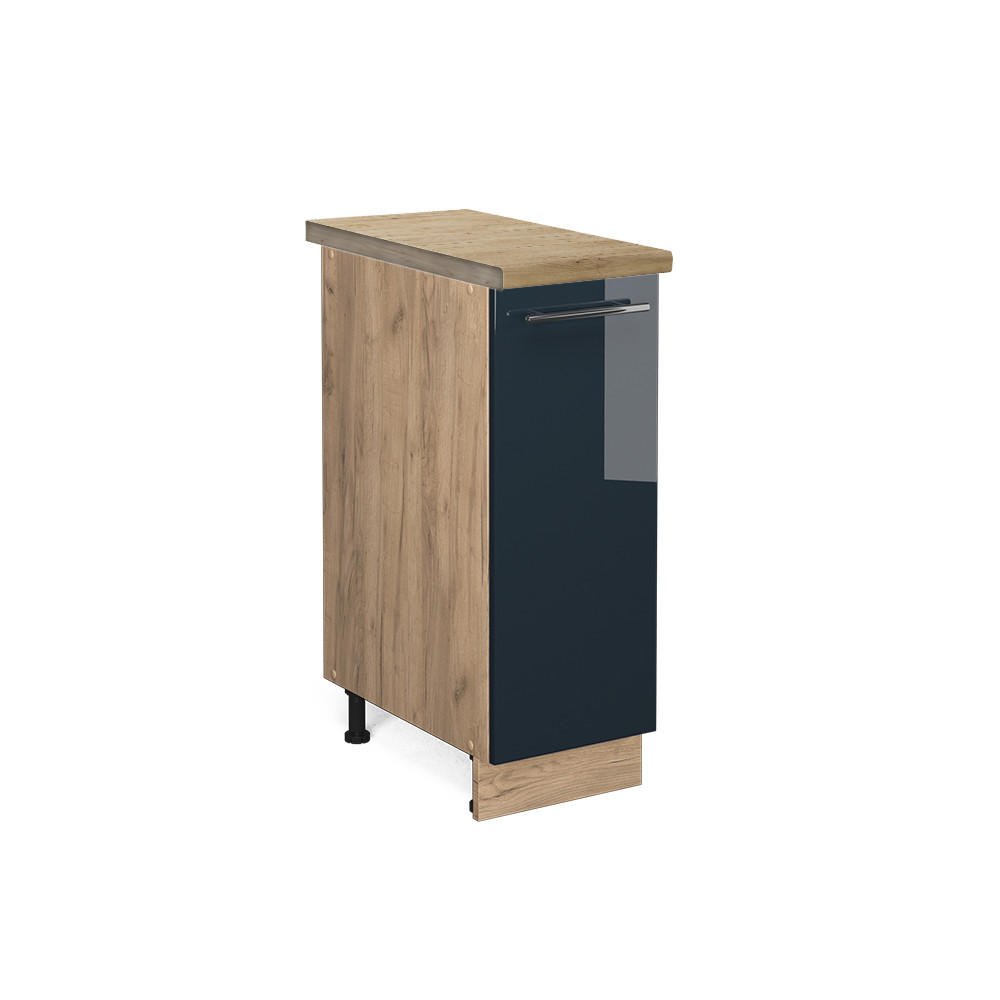 APOTHEKERSCHRANK Fame-Line Dunkelblau Hochglanz 30 cm, AP Eiche - Eiche Wotan/Dunkelblau, Holzwerkstoff (30/82/60cm) - Vicco