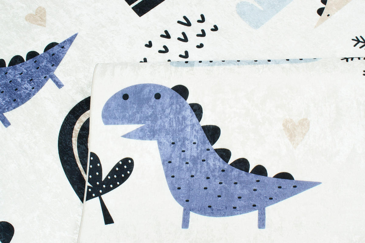 KINDERTEPPICH mit blauem Dinosaurier-Muster Happy 160x230 cm - Blau, Textil (160/230cm) - Nazar Rugs