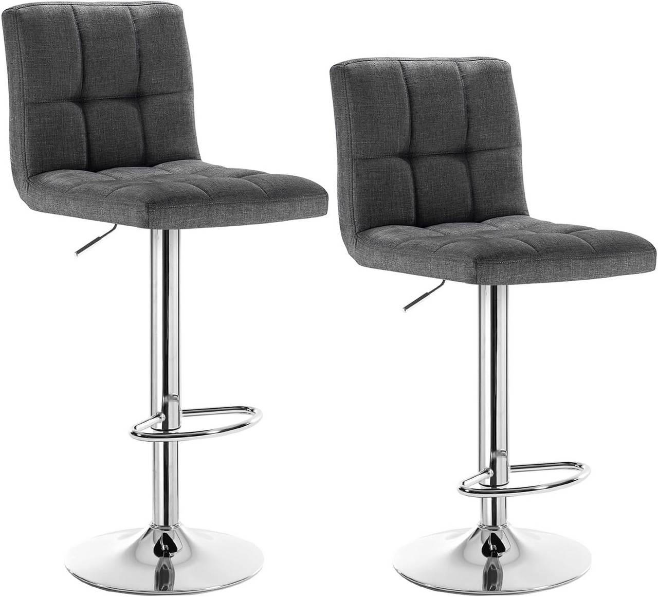 BARHOCKER 2er Set, drehbar, Leinen, Dunkelgrau - Dunkelgrau/Silberfarben, Textil/Metall (44/92/38.5cm) - Woltu