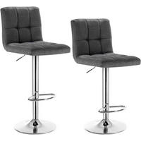 BARHOCKER 2er Set, drehbar, Leinen, Dunkelgrau - Dunkelgrau/Silberfarben, Textil/Metall (44/92/38.5cm) - Woltu