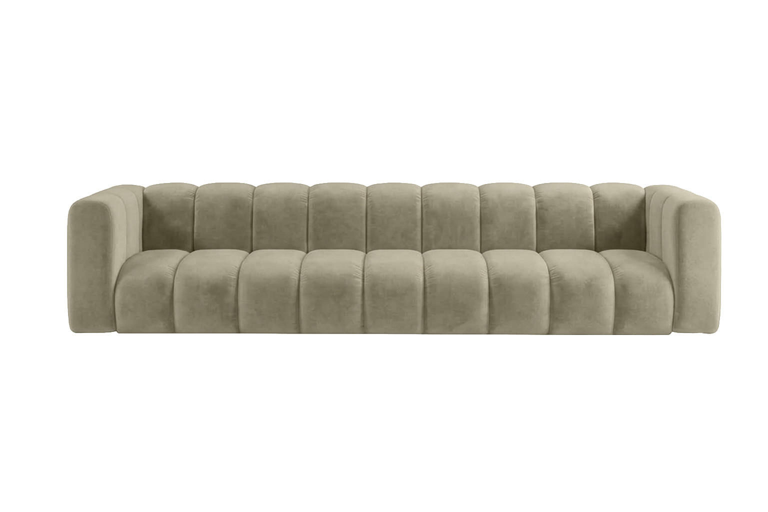 SOFA 5-Sitzer Modulares, Velvet-Stoff Riviera, Beige, GRAND - Beige, Holz (314/70/89cm) - Kaiser Möbel
