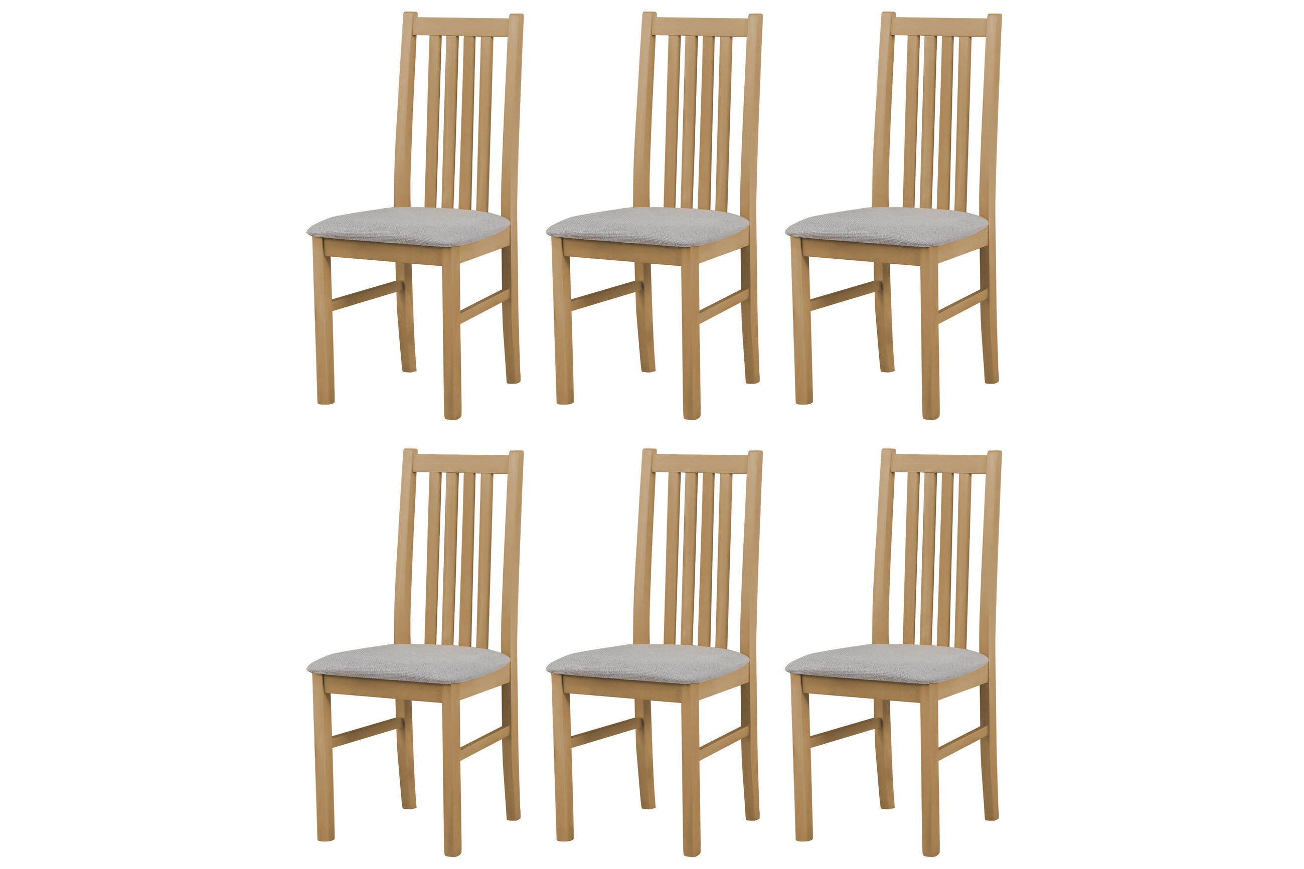 STUHL 6er ONTIKA 1, grandson - Eichefarben/Silberfarben, Holz (43/94/40cm) - Leaf Design