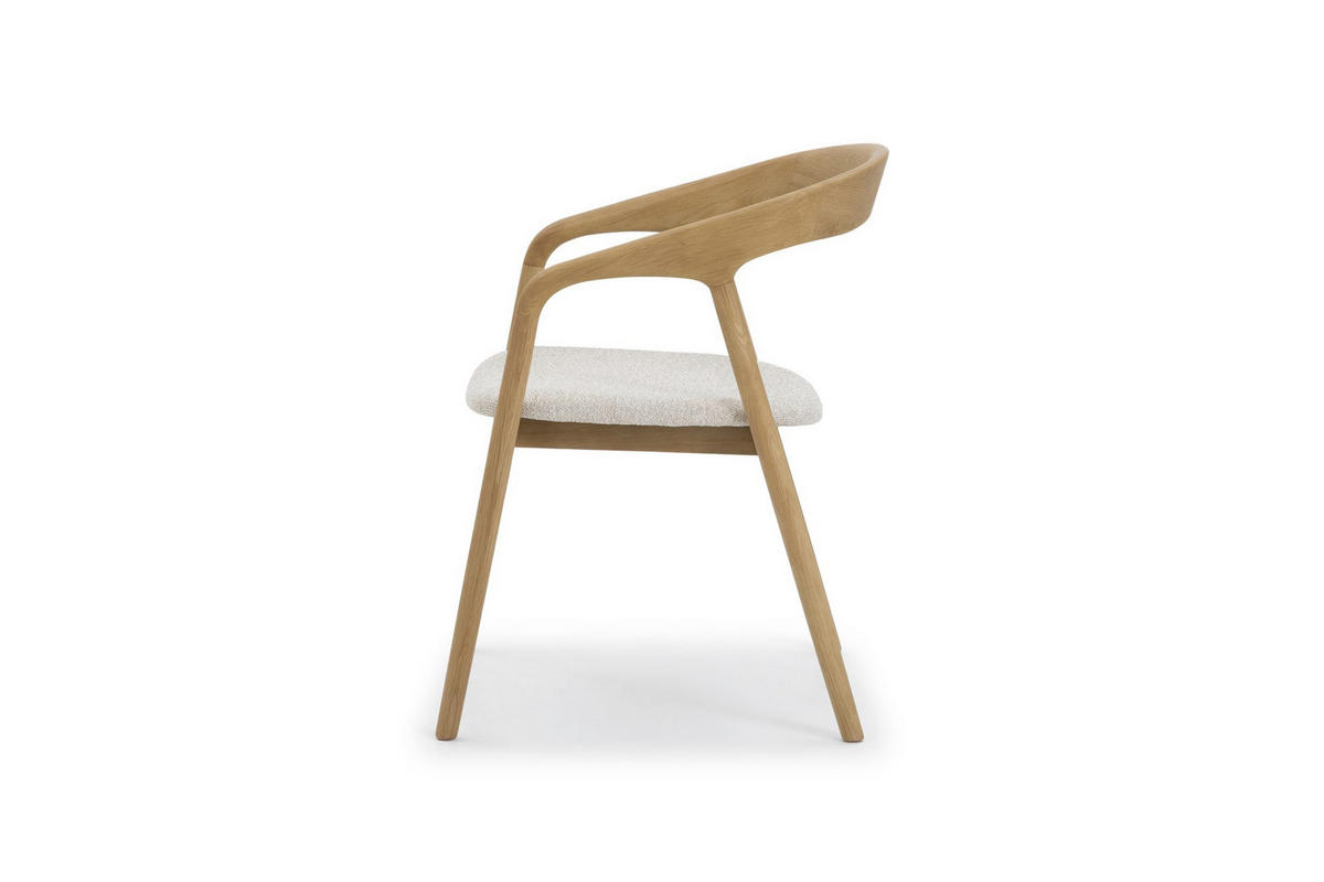 ESSZIMMERSTHUHL Celeste, Natur Massiveiche + beiges veganes Leder - Beige, Holz (53/80/62cm) - WOODEK