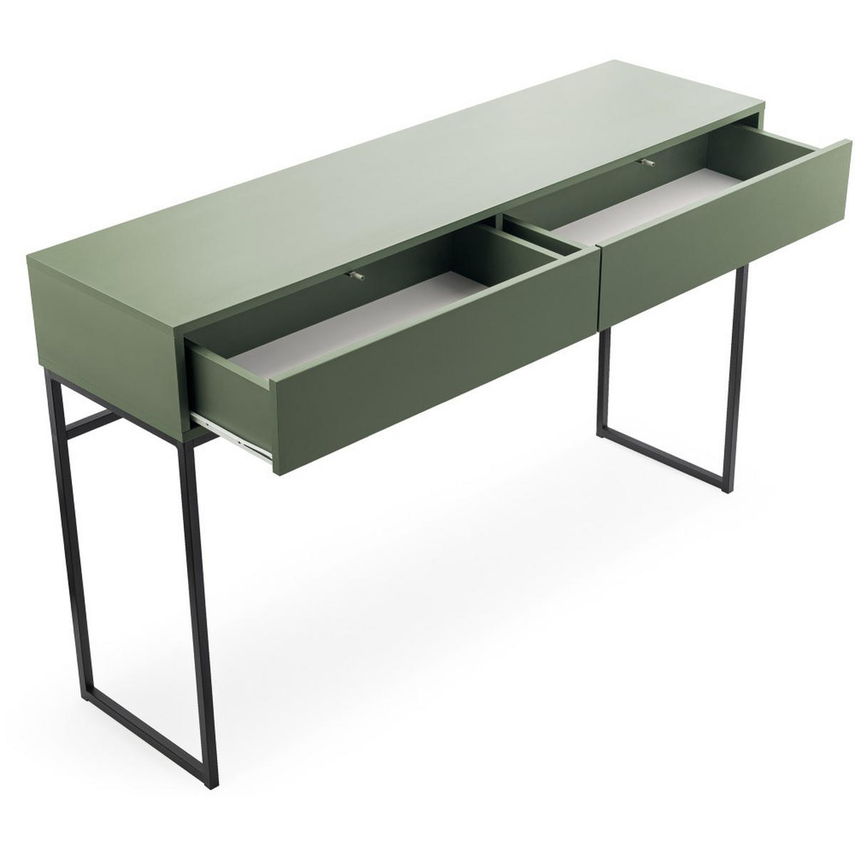 KONSOLENTISCH Giana mit 2 Schubladen, 137 cm, Flaschengrün - Dunkelgrün/Schwarz, Holzwerkstoff (37/137/83cm) - Beautysofa