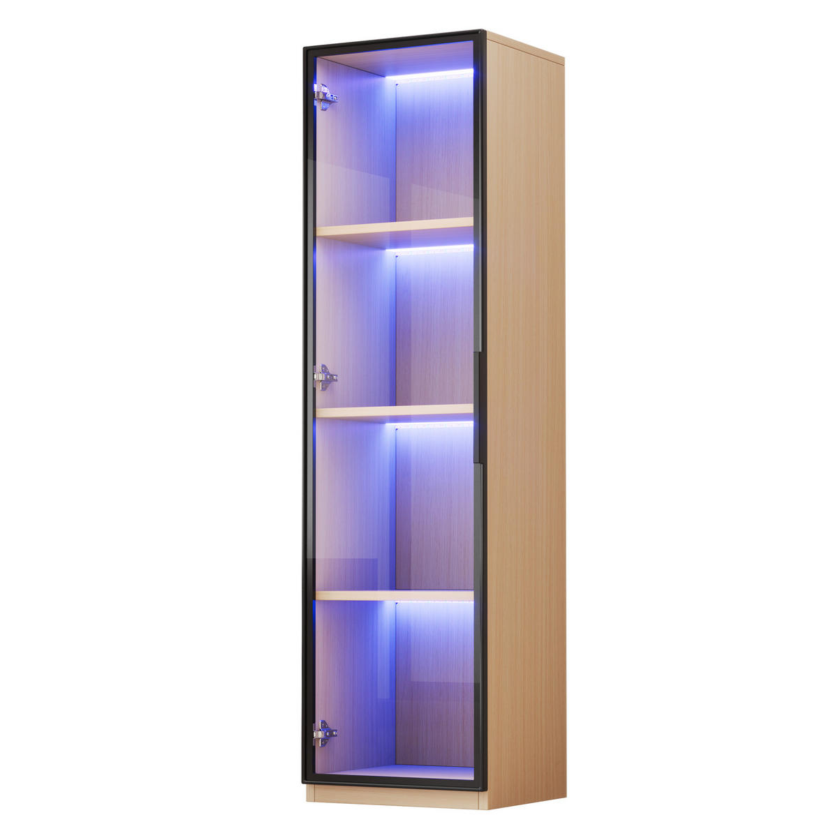 VITRINE 40/40/165 cm aus MDF mit LED-Beleuchtung und Sanftschluss-Scharnieren Eichefarben - Eichefarben, Holzwerkstoff (40/165/40cm) - Modenvie