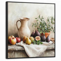 LEINWAND Bilder mit Rahmen - Obst - Kräuter - Ländlich - 90x90 - Naturfarben, Textil (90/90cm) - MuchoWow