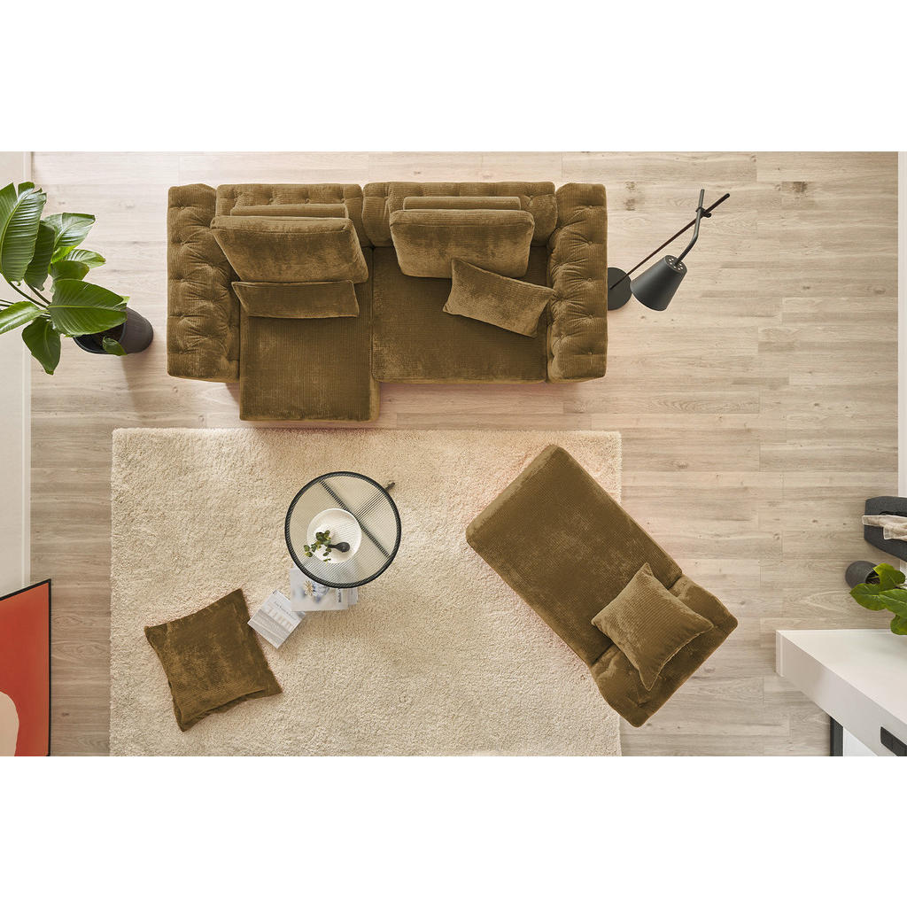 Thumbnail - Kawola Modulsofa, Braun, Textil, Echtholz, 4-Sitzer, Füllung: Kaltschaum, 375x62x109 cm, Wohnzimmer, Sofas & Couches, So...