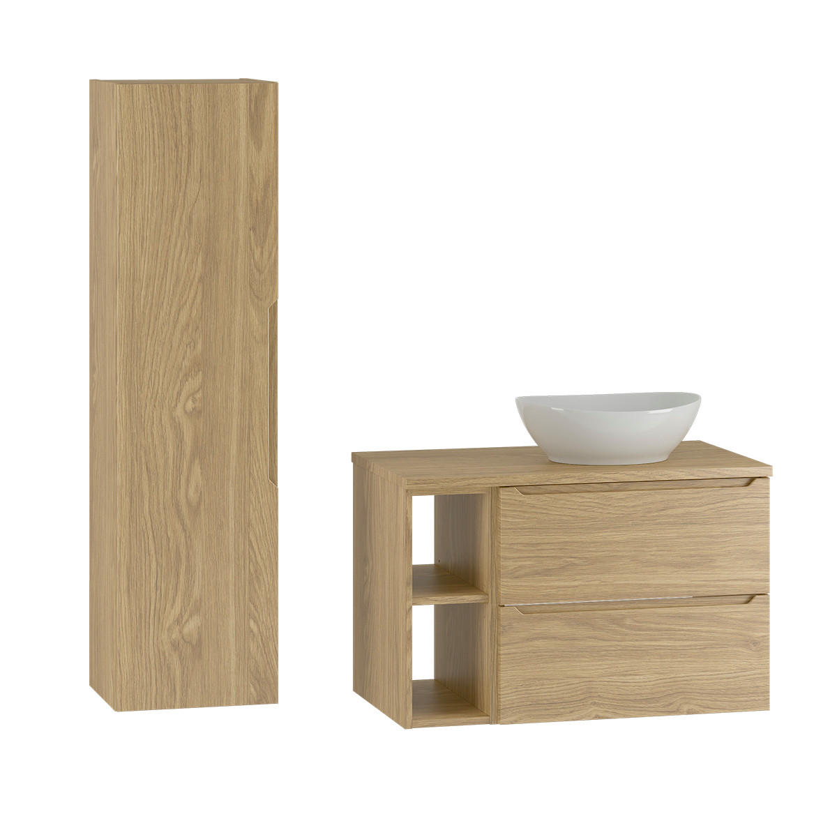 BADMÖBEL 80.6cm Viggo 2er-Set Holz - Braun, Holzwerkstoff (80.6/52.2/46.5cm) - Petits-meubles