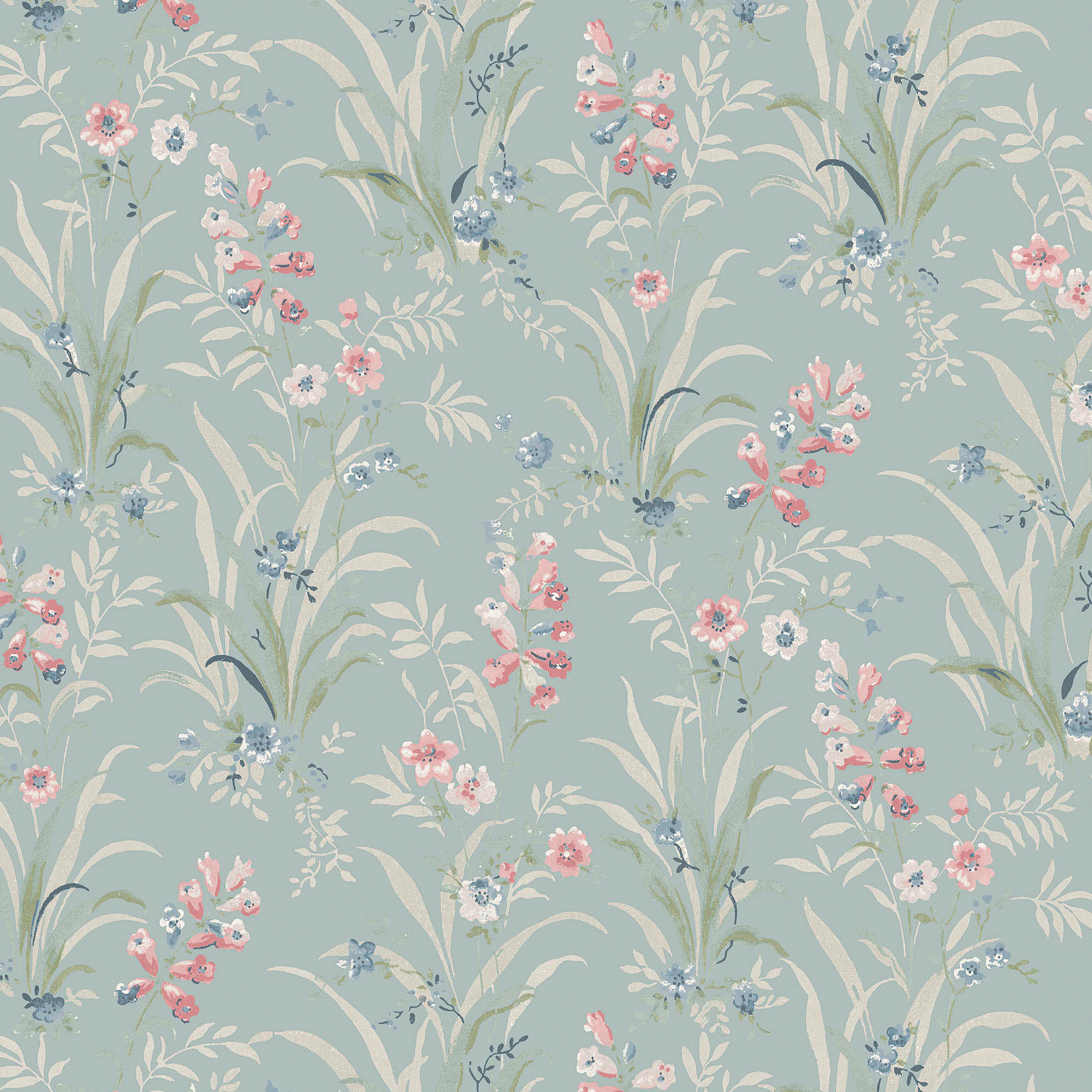 VLIESTAPETE Mosedale Posy Dark Duck Egg Blue - Dunkelblau, Papier/Kunststoff (52/1000cm) - Graham & Brown