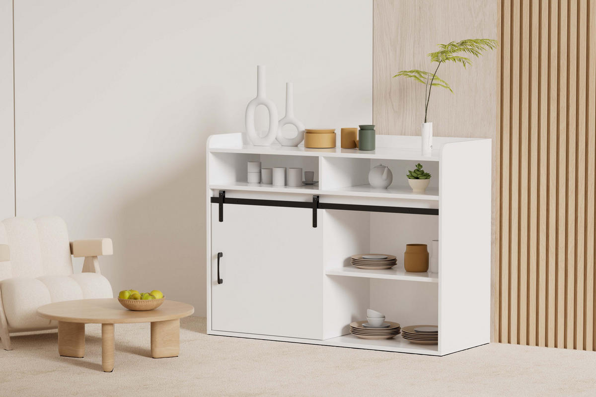 SIDEBOARD in 107/80/40cm - Weiß, Holzwerkstoff/Metall (107/80/40cm) - HOMAVO