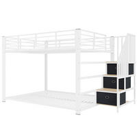 ETAGENBETT 140/200 cm mit Treppe, LED und Steckdose, DE-41957, in Weiß - Weiß, Metall (140/200cm) - ComfortXL