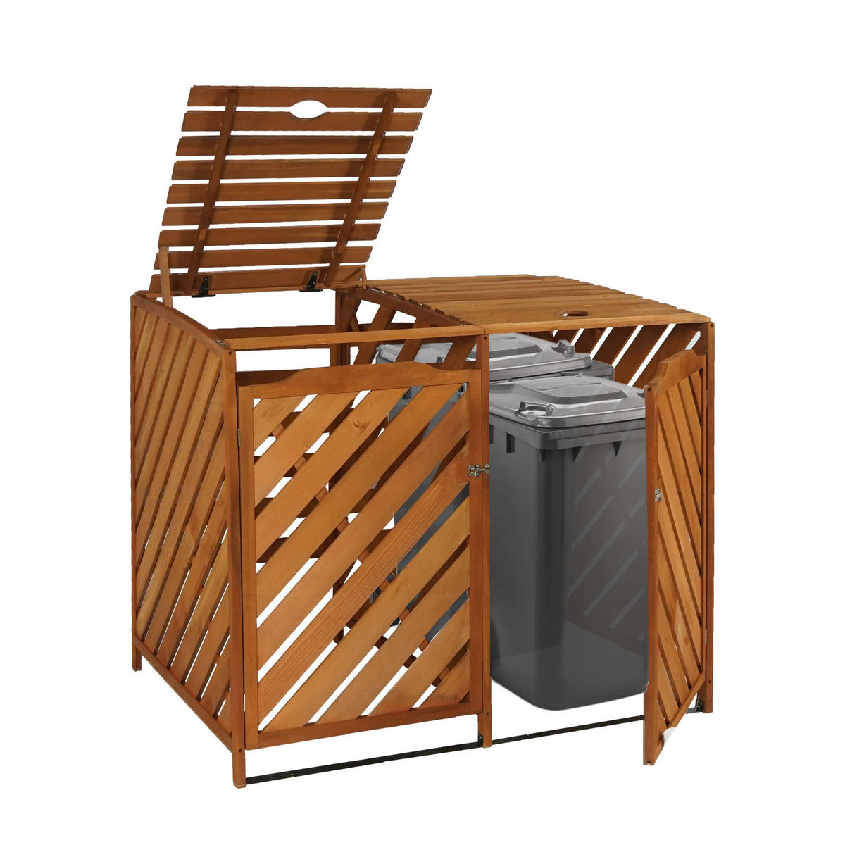 MÜLLTONNENBOX XL 2er-/4er HxBxT 121x133x98cm Braun Holz - Braun, Holz (133/121/98cm) - PROREGAL