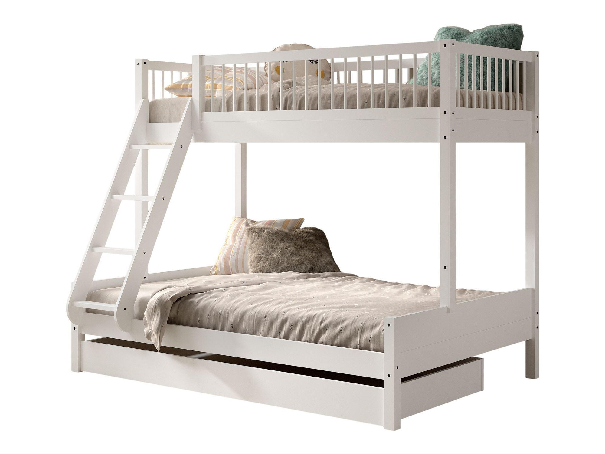FAMILIENBETT 90x200 140x200 Keeley Buche Weiß mit Schublade - Weiß, Holz (90/200cm) - 58aufmkessel