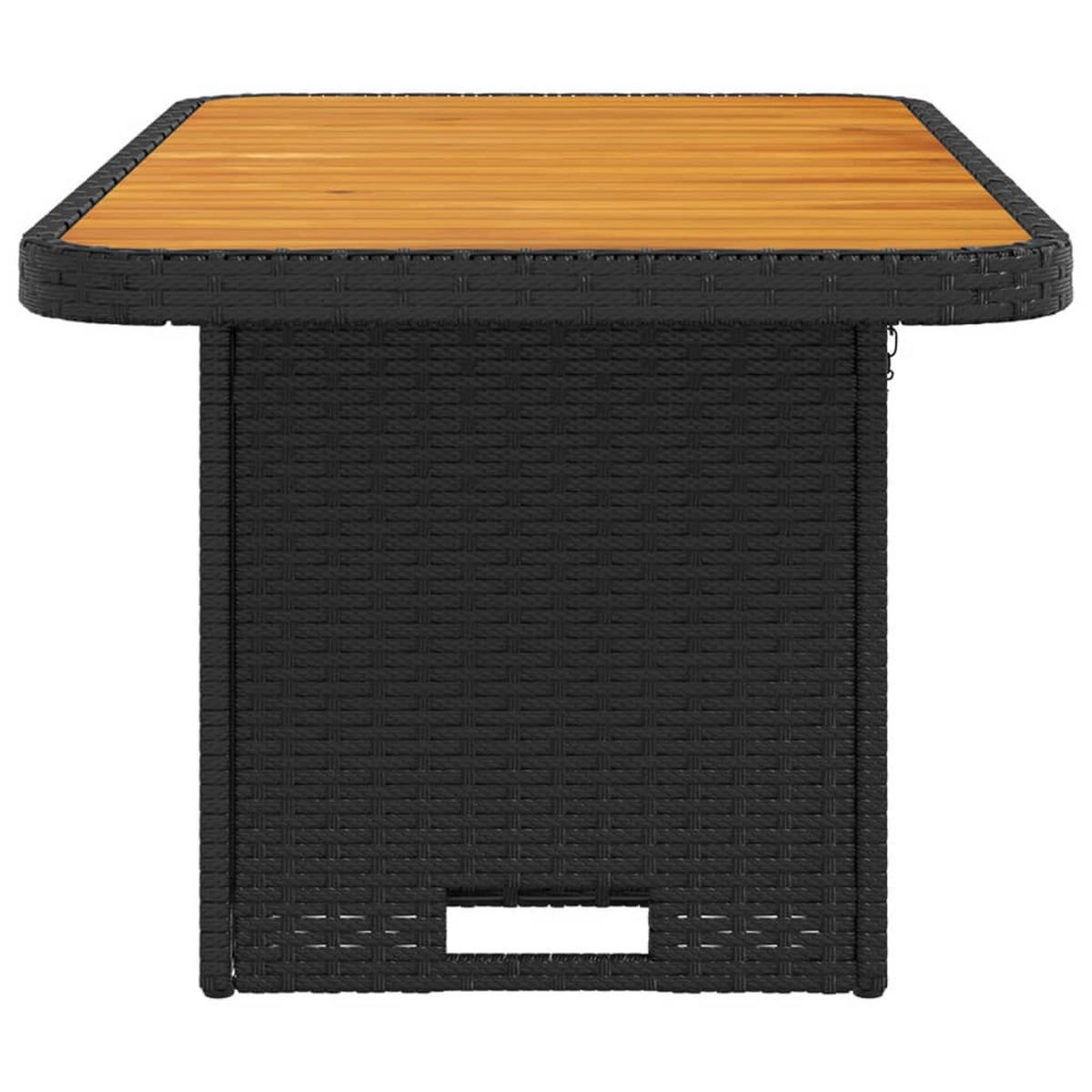 GARTENTISCH Schwarz 90/55/71 Cm Poly Rattan Und Akazienholz - Schwarz, Kunststoff (90/55/71cm) - vidaXL