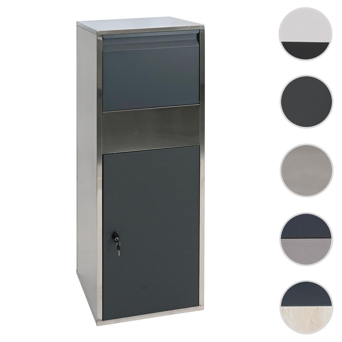 PAKETKASTEN GRÖßE XL rechteckig Silber, Anthrazit - Anthrazit/Silberfarben, Metall (46/140/45cm) - MCW