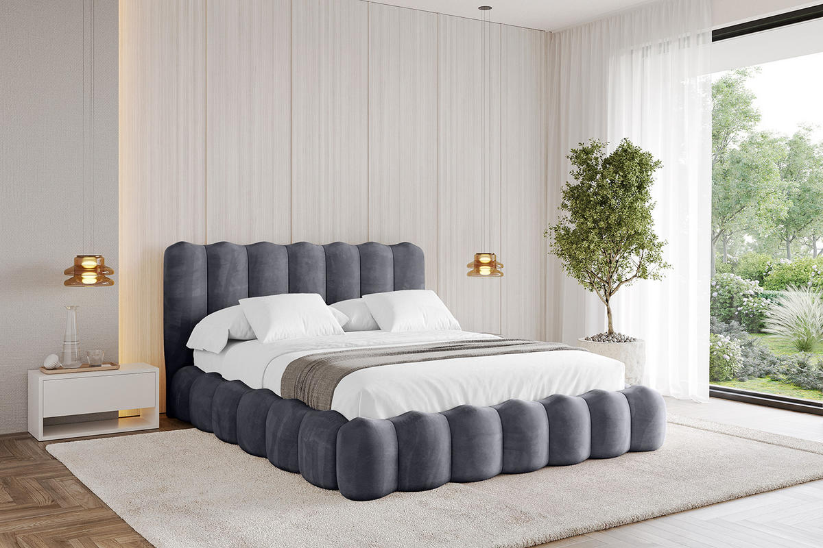 POLSTERBETT mit Bettkasten und Lattenrost, Boxbett ohne Matratze - SORA 160x200 Dunkelgrau - Dunkelgrau, Holzwerkstoff/Textil (160/200cm) - ALTDECOR