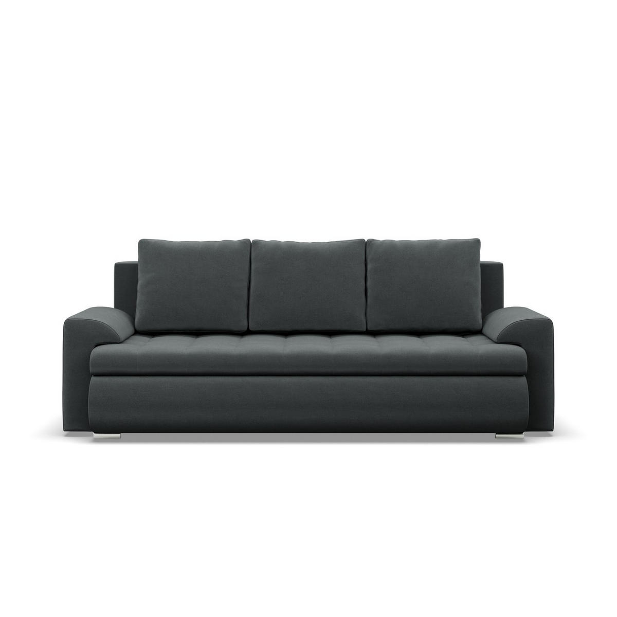 SOFA 3-SITZER MIT SCHLAFFUNKTION FORESTA, Dunkelgrau - Dunkelgrau, Textil (222/92/96cm)