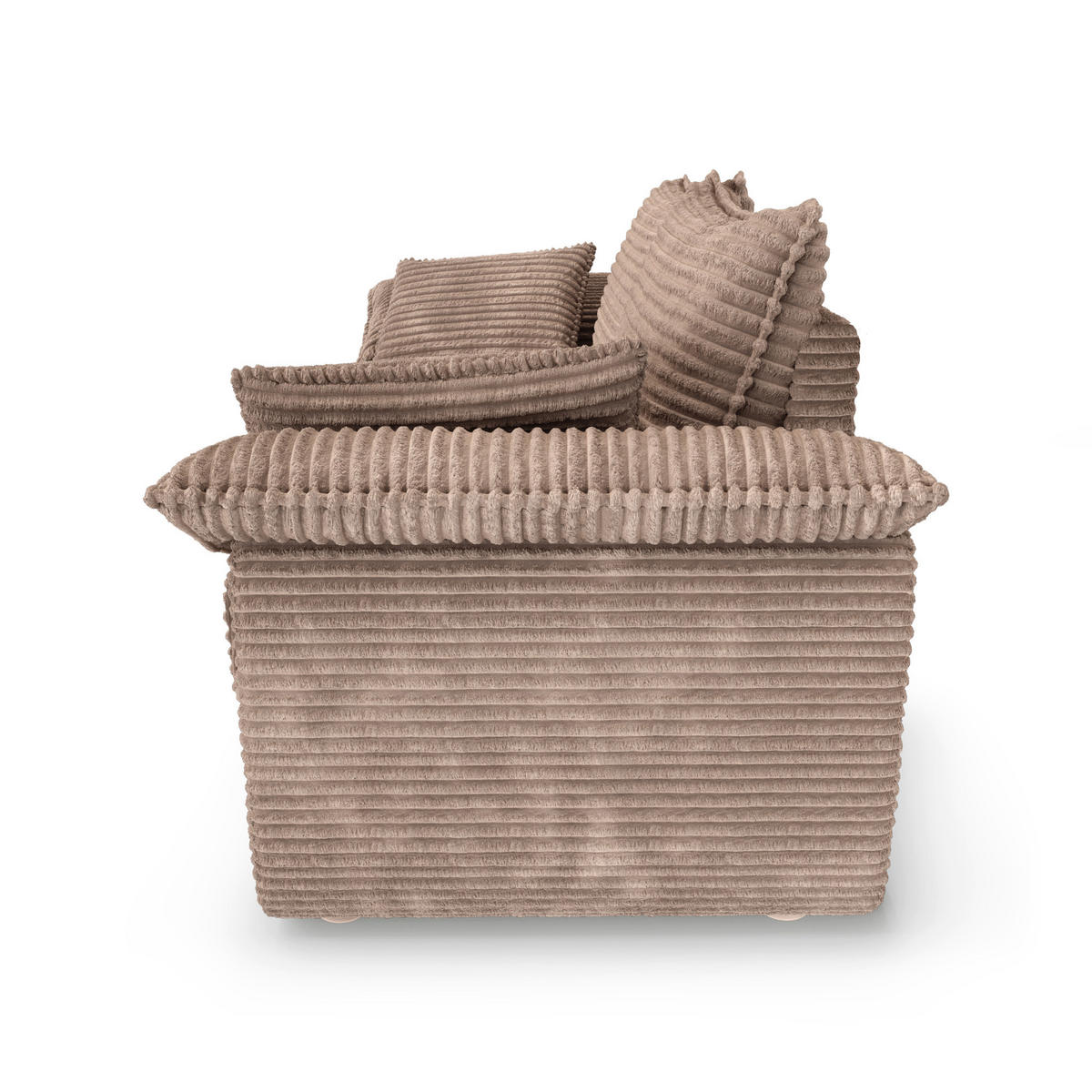 SOFA 3-Sitzer Gerippter Samt XXL Taupe 232cm - Taupe, Textil (232/92/102cm) - Sia Home