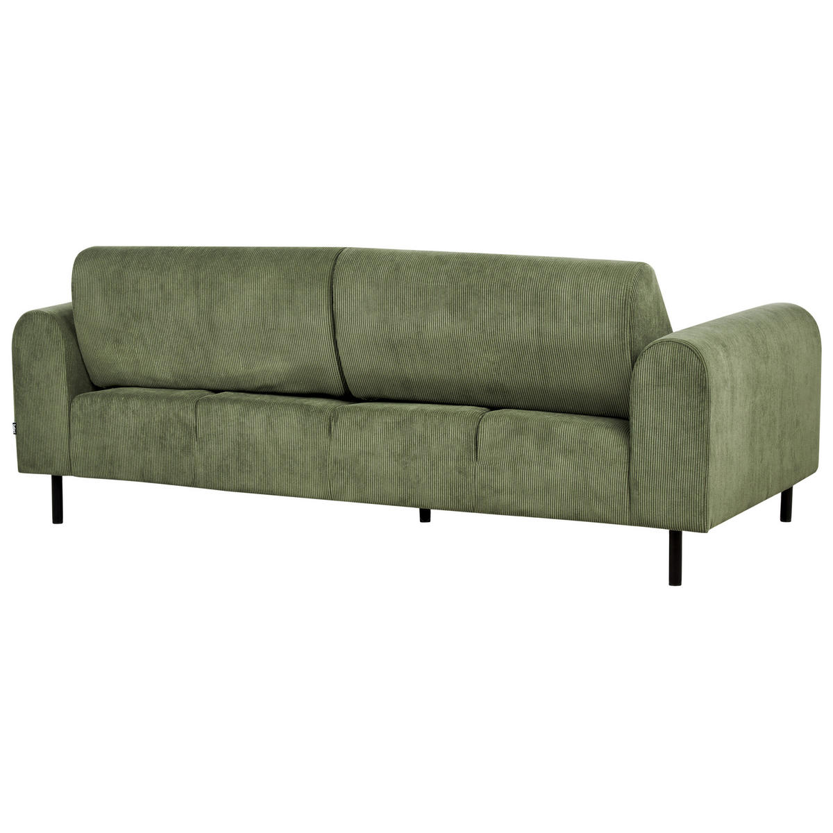 3-SITZER-SOFA Cord olivgrün Askim - Schwarz/Grün, Textil (207/87/89cm) - Beliani