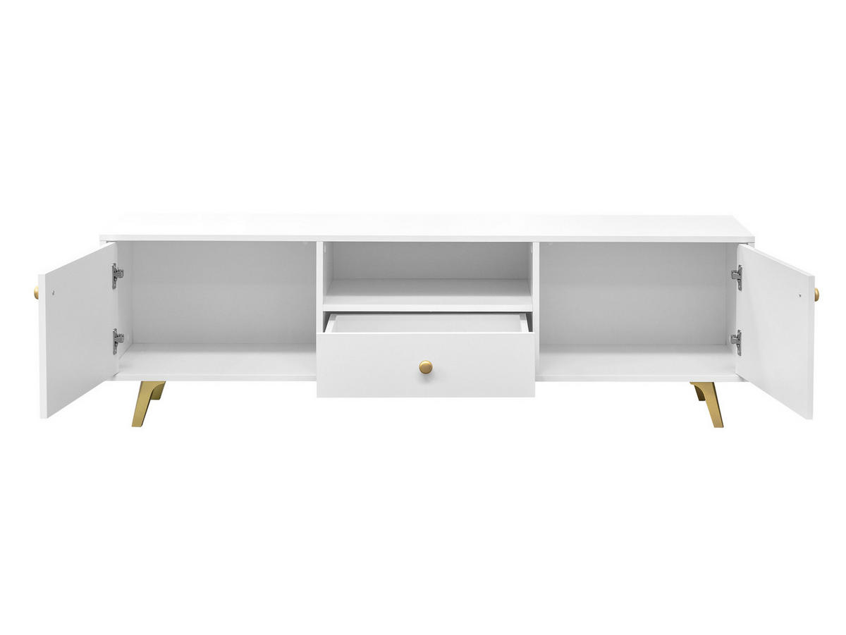 TV-ELEMENT Siena 160 - Goldfarben/Weiß, Holzwerkstoff/Metall (160/48/41cm) - MIRJAN24