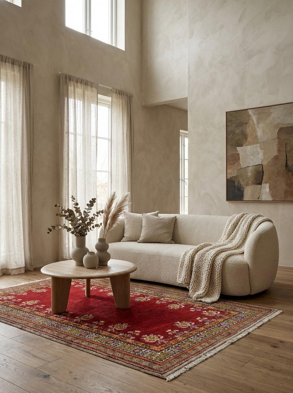 TEPPICH Rizbaf Rot 213/133 cm Schurwolle - Rot, Textil (133/213cm) - Looma