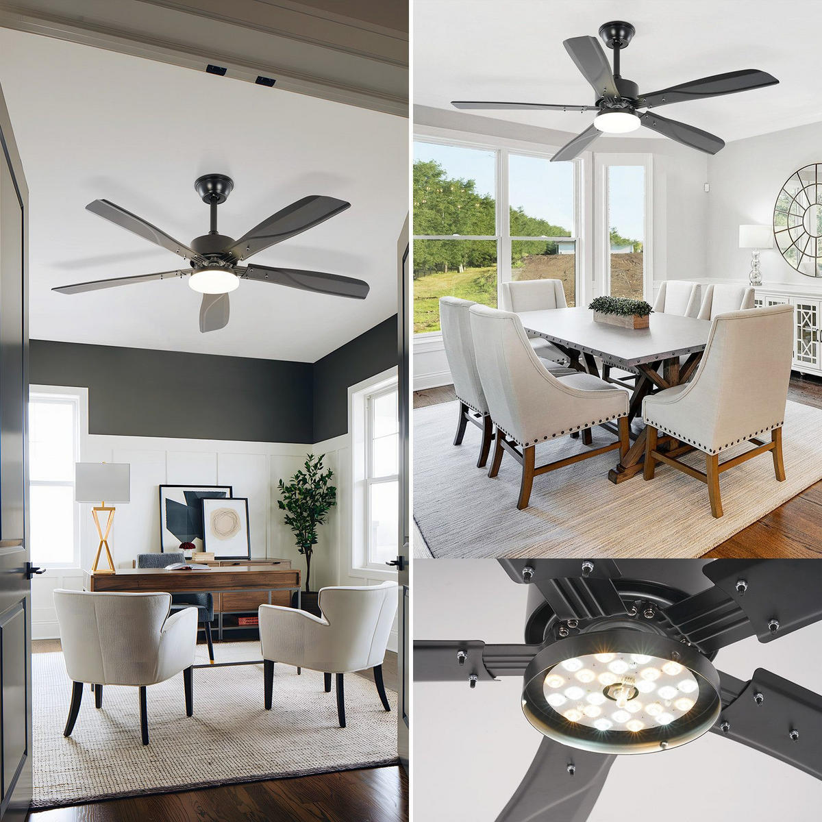 DECKENVENTILATOR BRILON Ⅲ 125/6/42 cm - Schwarz, Kunststoff (125/125/42cm) - Nettlife