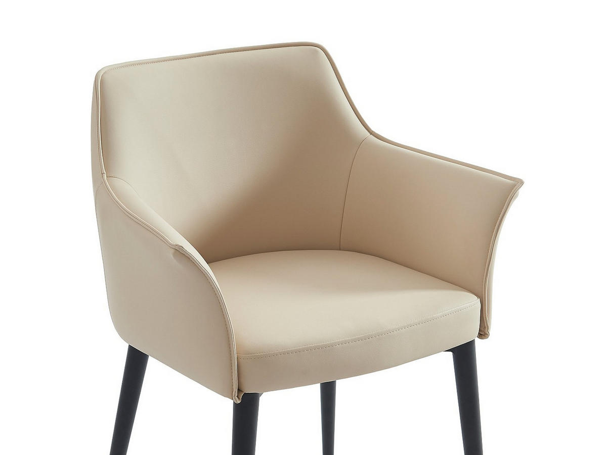 STUHL - 61.5 cm x 57 cm - Kunstleder - Beige MIALOV - Beige, Leder (61.5/78/57cm) - Vente-Unique