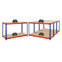 WERKBANK Strong Beast 3er-Set mit 3x 90x150x60 cm Fachlast 500 kg Blau-Orange - Orange, Metall (450/90/60cm) - PROREGAL