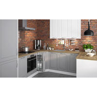 U-FORM KÜCHENZEILE 11-tlg Elbing Weiß / Grey Stone 275 / 274,4 / 243cm - Blum Teilauszug - Weiß/Grau, Holzwerkstoff/Metall (275/243/274.4cm) - Feldmann-Wohnen
