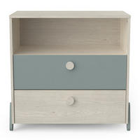 KOMMODE im Skandinavischen Stil mit 2 Schubladen 1 Nische, Holz und Grün - L73cm - Ilian - Grün, Holzwerkstoff (39.6/73.9/73cm) - Calicosy